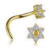 BIJOU DE NEZ EN OR MASSIF EN FORME DE FLEUR AVEC DIAMANTS