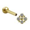 Golden piercing with four crystals