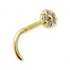 SOLID GOLD NOSE JEWELRY WITH FLOWER AND CRYSTALS
