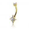 Piercing ombligo dorado con estrella de cristal