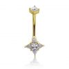 Piercing ombligo dorado con estrella de cristal