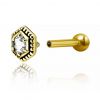 GOLD-PLATED BARBELL WITH HEXAGON CUBIC ZIRCONIA