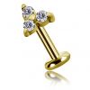 THREADLESS LABRET PIERCING WITH THREE CRYSTALS