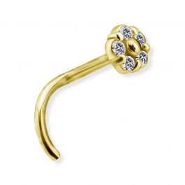 Piercing Nez Titane Fleur Cristaux - Spirale Hypoallergénique PIERCINGLINE