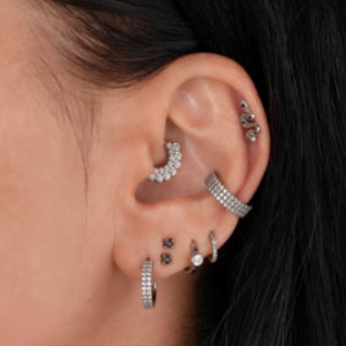 CONCH PIERCING WITH CRYSTALS