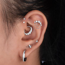 EARRINGS WITH A ROW OF CRYSTALS