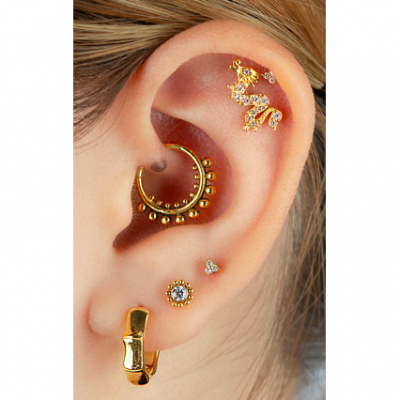 GOLD JEWEL WITH CRYSTAL AND EXTERNAL THREAD