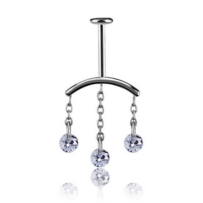PIERCING LABRET PER VERTICAL HELIX CON TRE CRISTALLI