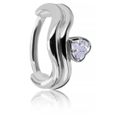 CLICKER HOOP WITH HEART-SHAPED CRYSTAL