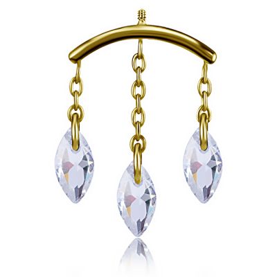 ACCESORIO DE VERTICAL HELIX BAÑADO EN ORO CON TRES GOTAS DE CRISTAL