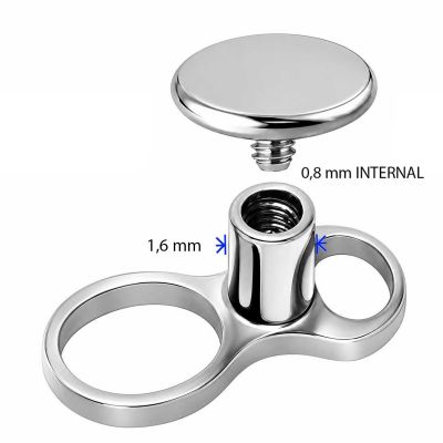 DERMAL ANCHOR (internal 0.8 mm) WITH TWO HOLES AND DISC