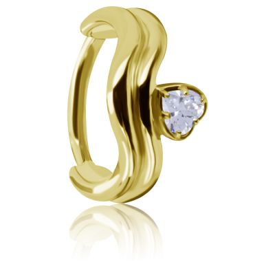 GOLD-PLATED CLICKER HOOP WITH HEART-SHAPED CRYSTAL