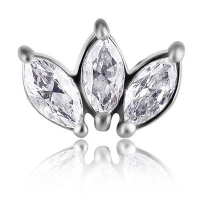 RICAMBIO PIERCING CON TRE FOGLIE DI CRISTALLI A TAGLIO MARQUISE