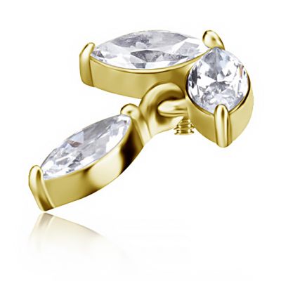 GOLD-PLATED PIERCING ACCESSORY IN THE SHAPE OF CRYSTAL LEAVES