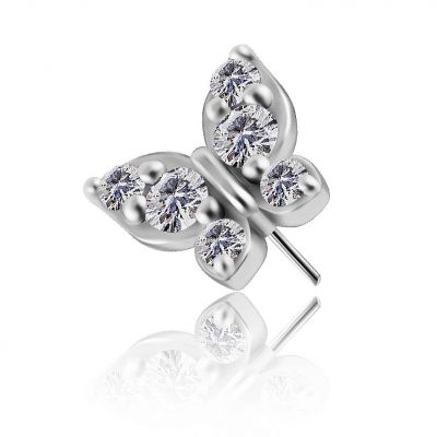RICAMBIO GIOIELLO PIERCING CON FARFALLA DI CRISTALLI