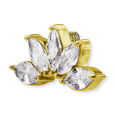 PIEZA CHAPADO EN ORO CON 5 HOJAS EN CRISTAL