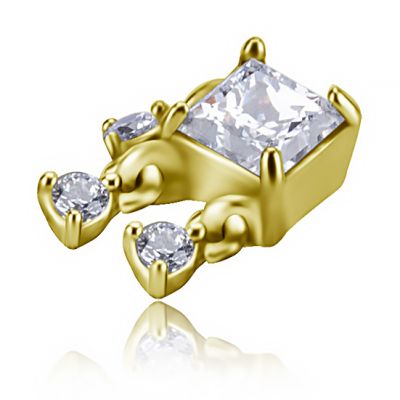 ACCESSORIO PIERCING QUADRATO PLACCATO ORO CON CRISTALLI