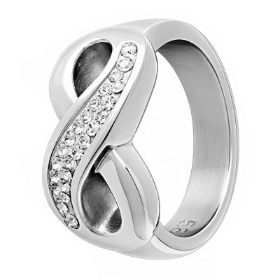 BAGUE AVEC SYMBOLE DE L’INFINI ET CRISTAUX