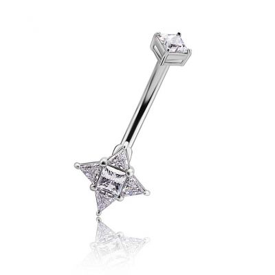 PIERCING OMBLIGO CON ESTRELLA DE CRISTAL BLANCO