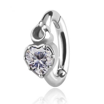 OVAL BELLY CLICKER SET WITH HEART CUBIC ZIRCONIA