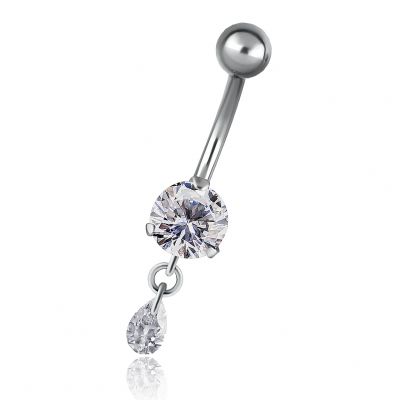 PIERCING OMBELICO CON PICCOLO CRISTALLO PENDENTE