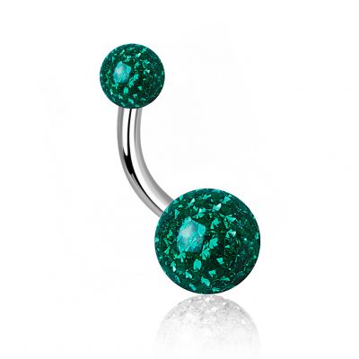 PIERCING OMBLIGO DOBLE BOLA CON RESINA Y CRISTALES