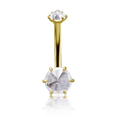 PIERCING NOMBRIL PLAQUÉ OR AVEC CÔNES DE CRISTAL