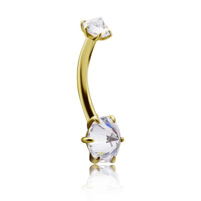 PIERCING NOMBRIL PLAQUÉ OR AVEC CÔNES DE CRISTAL