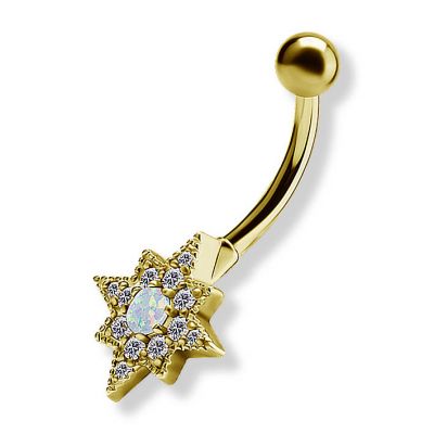 PIERCING AU NOMBRIL DORÉ AVEC OPALE