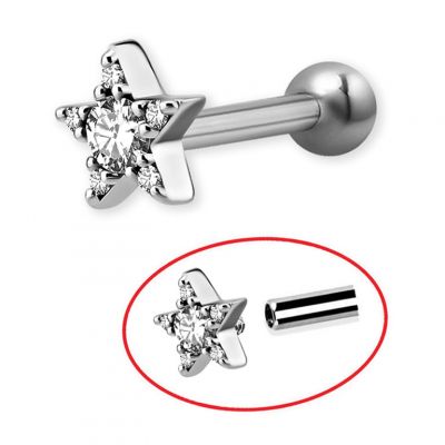STAR WITH CRYSTALS AND BAR WITH INTERNAL THREAD