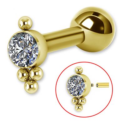 CRISTAL Y BARRA EN TITANIO CHAPADO EN ORO