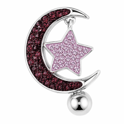 PIERCING NOMBRIL AVEC LUNE ET ÉTOILE