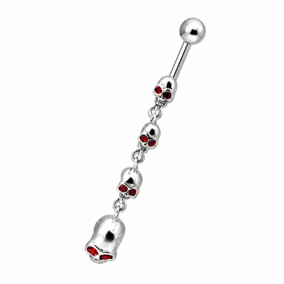BAUCHNABELPIERCING MIT TOTENKÖPFEN