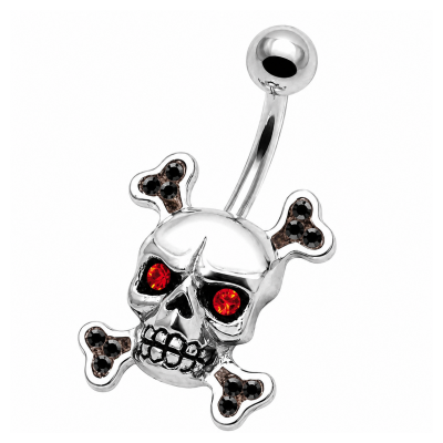 BAUCHNABELPIERCING MIT TOTENKÖPFEN