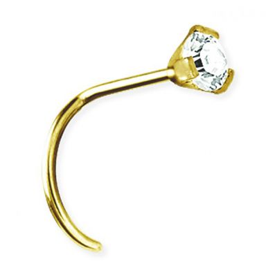 GOLD NOSE PIERCING WITH CUBIC ZIRCONIA 
