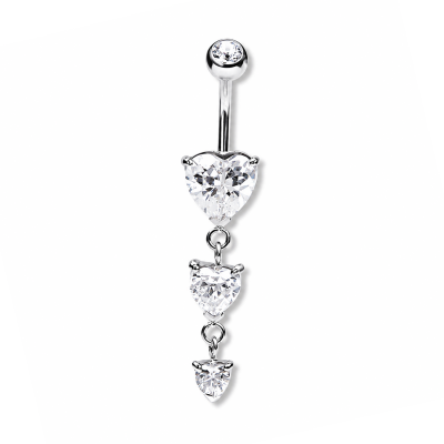 BELLY BUTTON PIERCING WITH HEARTS DANGLING