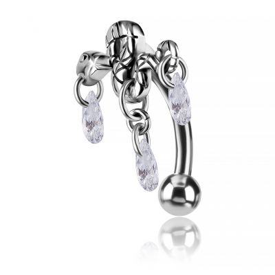 PIERCING PARA EL OMBLIGO CON SERPIENTE Y CRISTALES BLANCOS