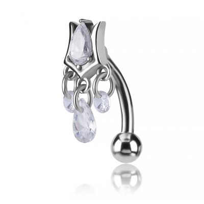 PIERCING PARA EL OMBLIGO CON GOTA Y CRISTALES COLGANTES