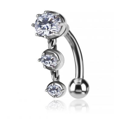 PIERCING DE NOMBRIL AVEC CRISTAUX PENDANTS