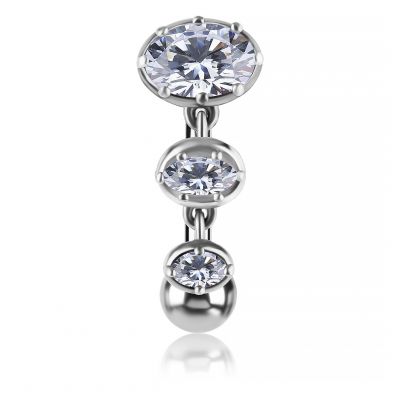 PIERCING DE NOMBRIL AVEC CRISTAUX PENDANTS