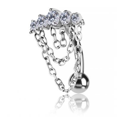 BIJOUX DE NOMBRIL INVERSÉ AVEC CRISTAUX ET CHAÎNES