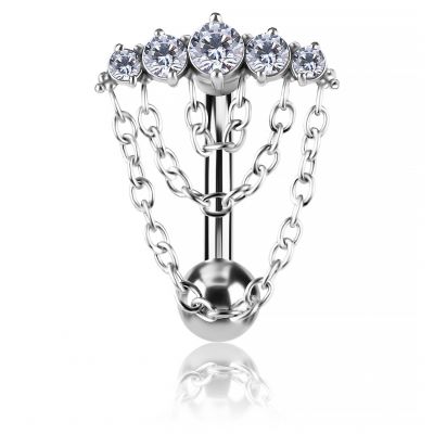 BIJOUX DE NOMBRIL INVERSÉ AVEC CRISTAUX ET CHAÎNES
