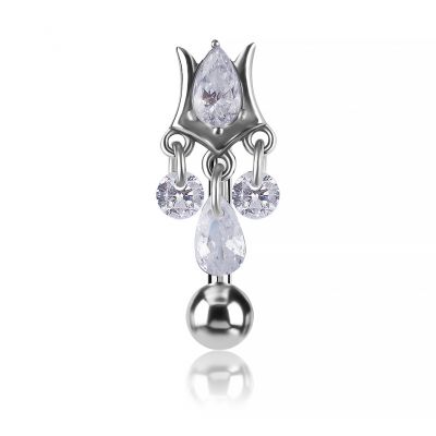 PIERCING PARA EL OMBLIGO CON GOTA Y CRISTALES COLGANTES