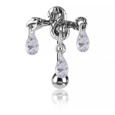 PIERCING PARA EL OMBLIGO CON SERPIENTE Y CRISTALES BLANCOS