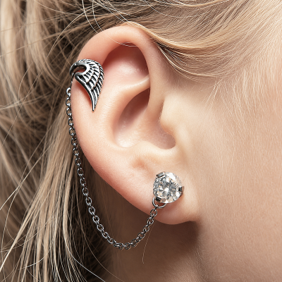 HELIX PIERCING WITH CRYSTAL WING