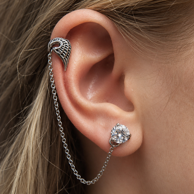 HELIX PIERCING WITH CRYSTAL WING