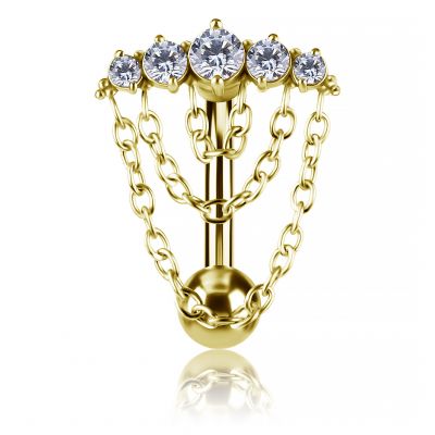 JOYERÍA PARA OMBLIGO CON CHAPADO EN ORO INVERSO, CRISTALES Y CADENAS