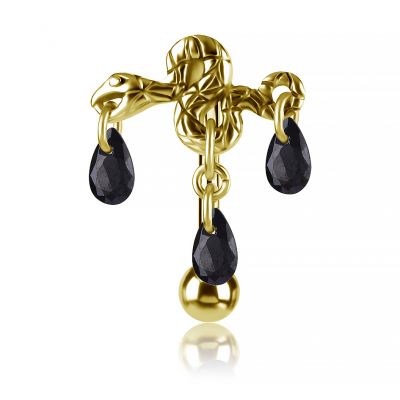 PIERCING PARA EL OMBLIGO CHAPADO EN ORO CON SERPIENTE Y CRISTALES