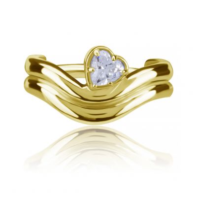 GOLD-PLATED CLICKER HOOP WITH HEART-SHAPED CRYSTAL