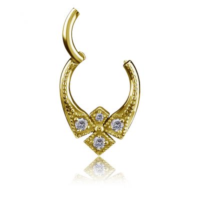 GOLD-PLATED CROSS CLICKER RING WITH PREMIUM ZIRCONIA